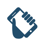 Icon of hand holding a smartphone.